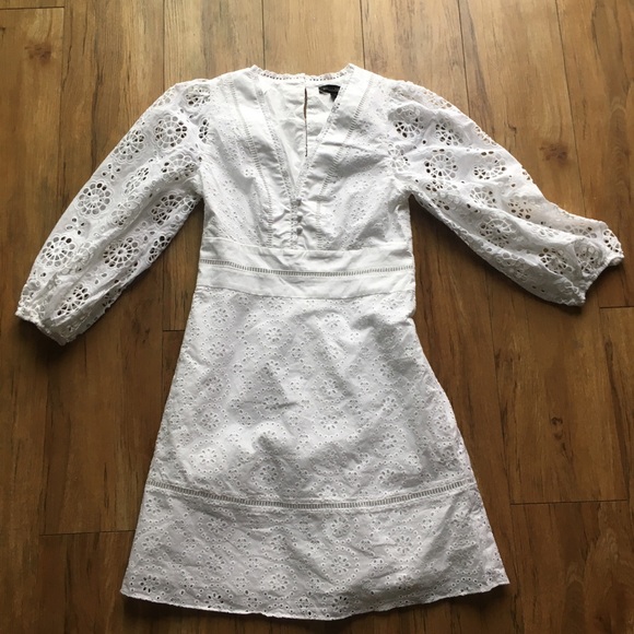 NWOT BANANA REPUBLIC Eyelet Puff-Sleeve Mini Dress - Picture 5 of 13